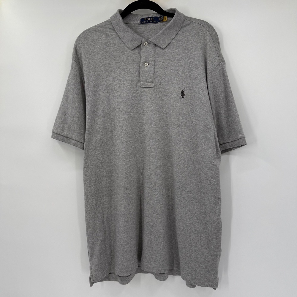 Polo Ralph Lauren Mens Size XL Shirt Short Sleeve Gray Pony Cotton Dress